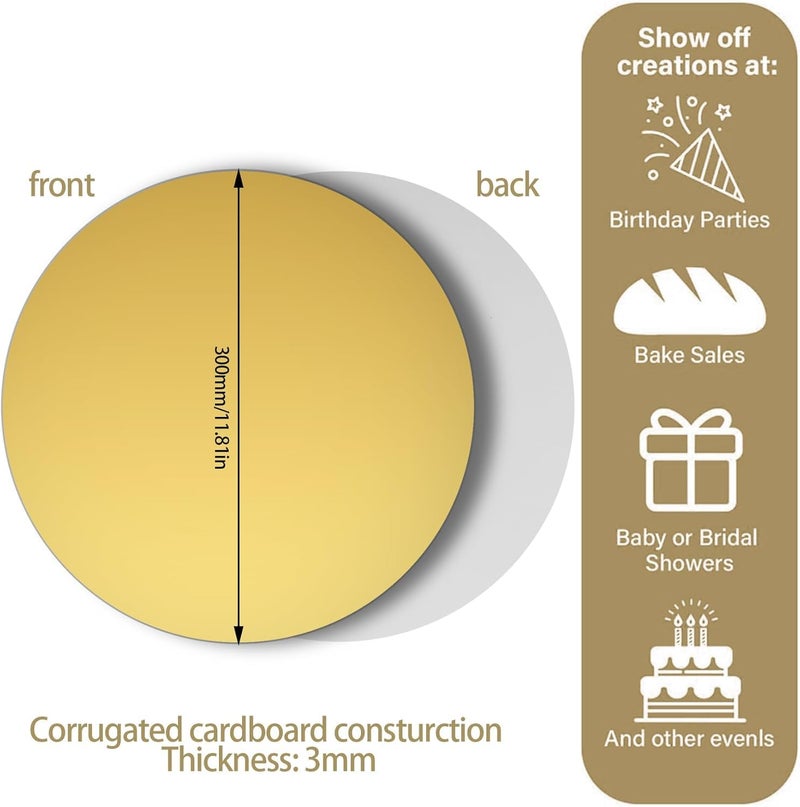 TrendyTrolley Round Cake Base Board |Mdf Cardboard Disposable Cake Pizza Circle Scalloped Mate Gold Tart Decorating Base Stand|10 inch - 6 Pc - Round - Image 3