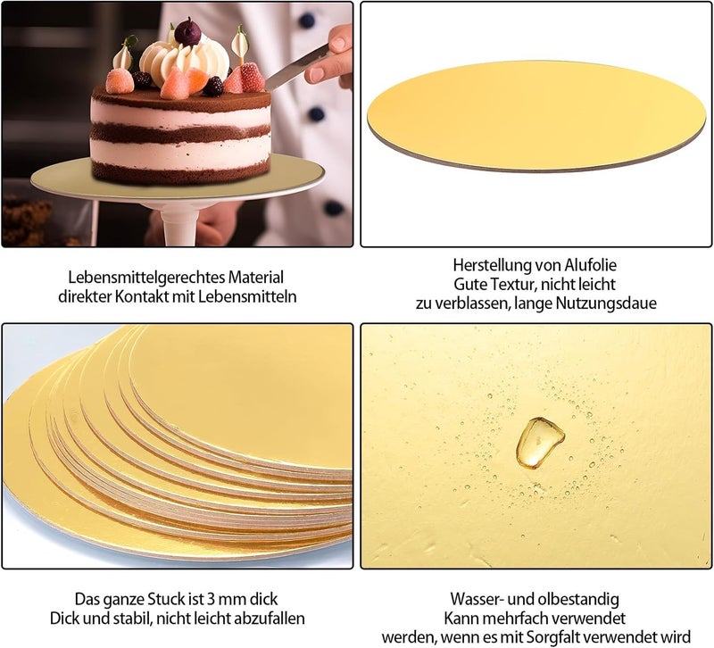TrendyTrolley Round Cake Base Board |Mdf Cardboard Disposable Cake Pizza Circle Scalloped Mate Gold Tart Decorating Base Stand|10 inch - 6 Pc - Round - Image 5