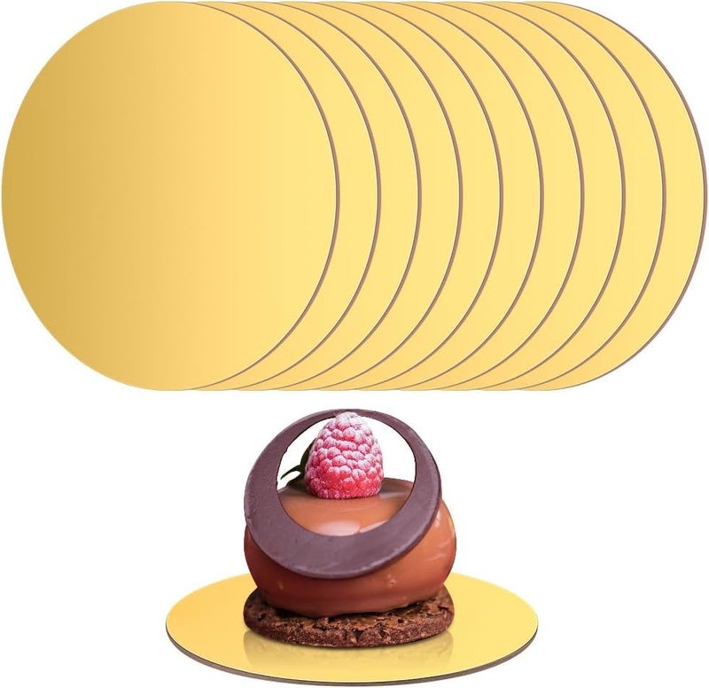 TrendyTrolley Round Cake Base Board |Mdf Cardboard Disposable Cake Pizza Circle Scalloped Mate Gold Tart Decorating Base Stand|10 inch - 6 Pc - Round - Image 1