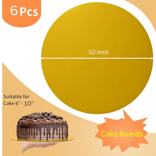 TrendyTrolley Round Cake Base Board |Mdf Cardboard Disposable Cake Pizza Circle Scalloped Mate Gold Tart Decorating Base Stand|10 inch - 6 Pc - Round - Image 2