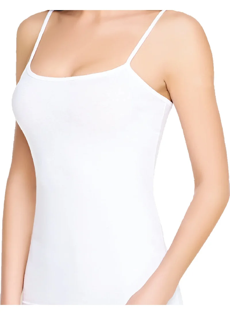 Tutku Passion Women's Elastane Rope Strap Undershirt White and Black 4-Pack