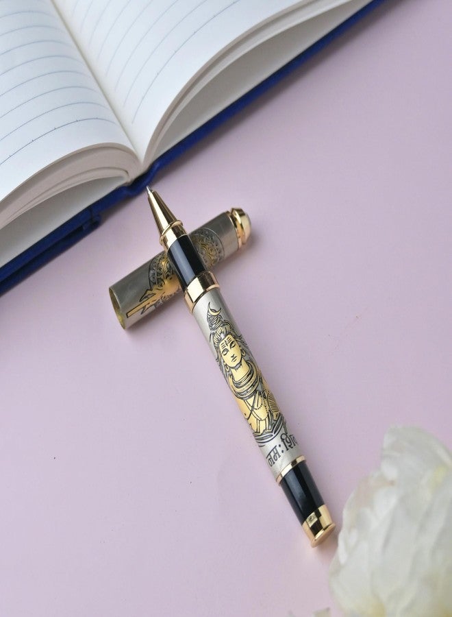 Yani Lord Shankar Mahadev Luxury Gold Metal Roller Ball Pen | Premium Writing Instrument | Refillable German Jotter | Spiritual Gift | Office Supplies | Desk Accessory | Signature Pen - Image 1