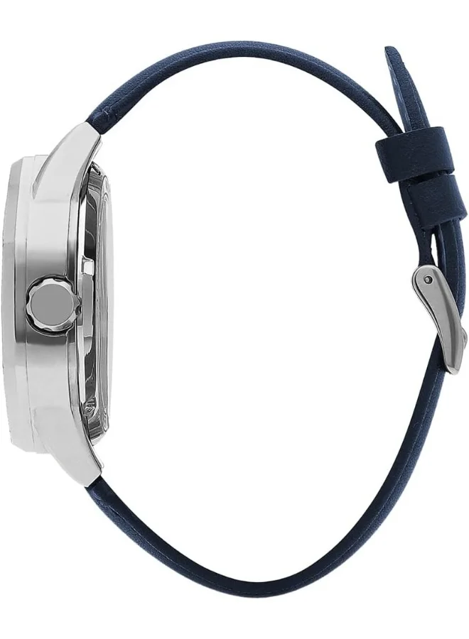 Lee Cooper Lee Cooper Men'S G3265 Movement Watch, Automatic Display And Leather Strap - Lc07904.399, Blue