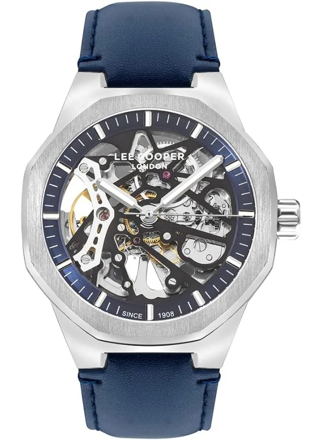 Lee Cooper Lee Cooper Men'S G3265 Movement Watch, Automatic Display And Leather Strap - Lc07904.399, Blue