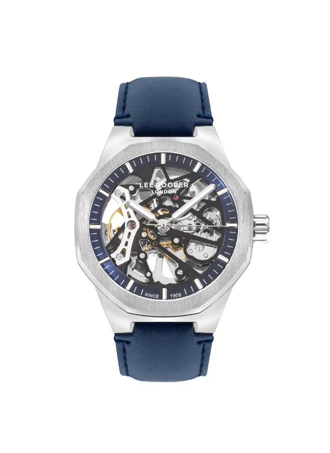 Lee Cooper Men's G3265 Movement Watch, Automatic Display and Leather Strap - LC07904.399, Blue