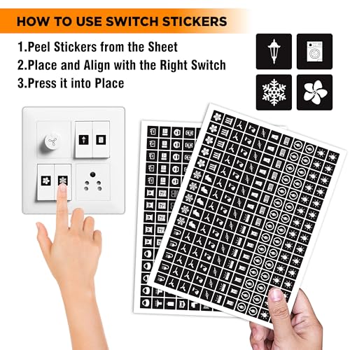 True Flair Trueflair Stickers for Switch Board for Home Wall Switches, Contain All Common Switch Stickers (Black and White - 3) - Image 5