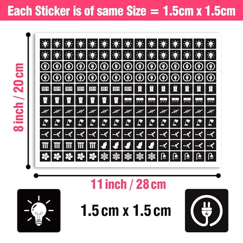 True Flair Trueflair Stickers for Switch Board for Home Wall Switches, Contain All Common Switch Stickers (Black and White - 3) - Image 4