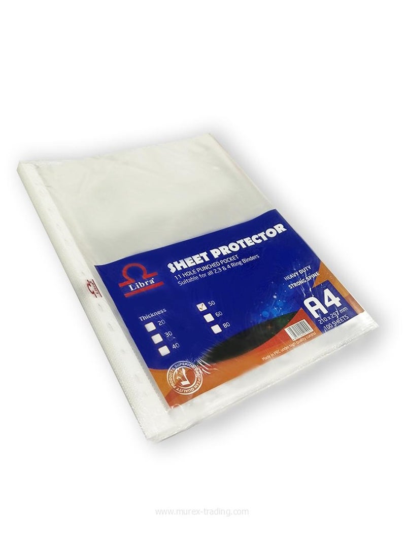 Libra 100-Pieces Sheets Protector A4 50Micro Set Clear - Image 2