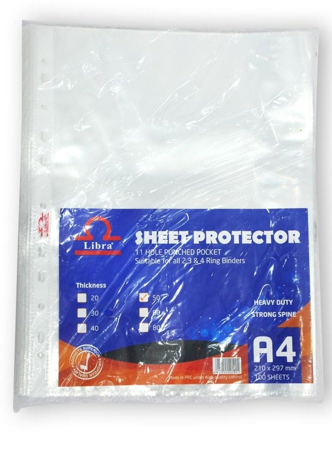Libra 100-Pieces Sheets Protector A4 50Micro Set Clear - Image 3