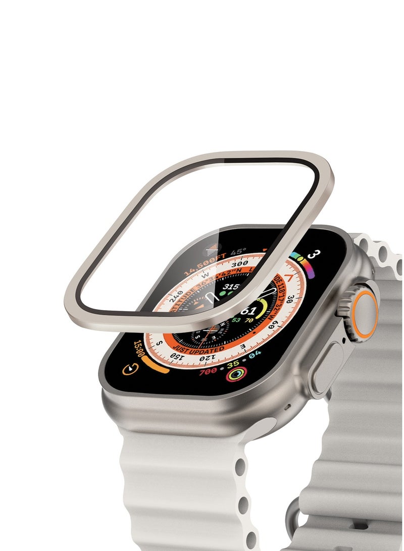 Moxedo Crystal Armor Screen Protector with Aluminium Alloy Bumper Frame, Keep Original Designed for Apple Watch Ultra Series 2024/2023/2022 49mm - Titanium - Image 1