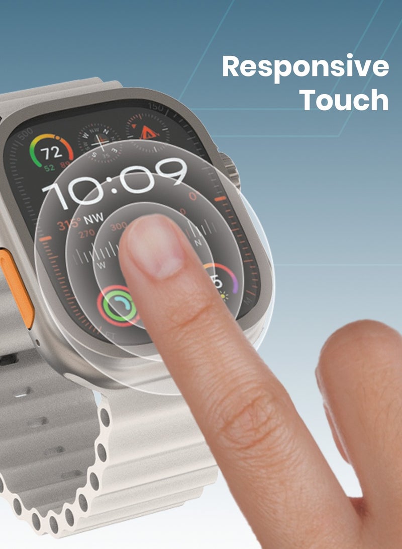 Moxedo Crystal Armor Screen Protector with Aluminium Alloy Bumper Frame, Keep Original Designed for Apple Watch Ultra Series 2024/2023/2022 49mm - Titanium - Image 4