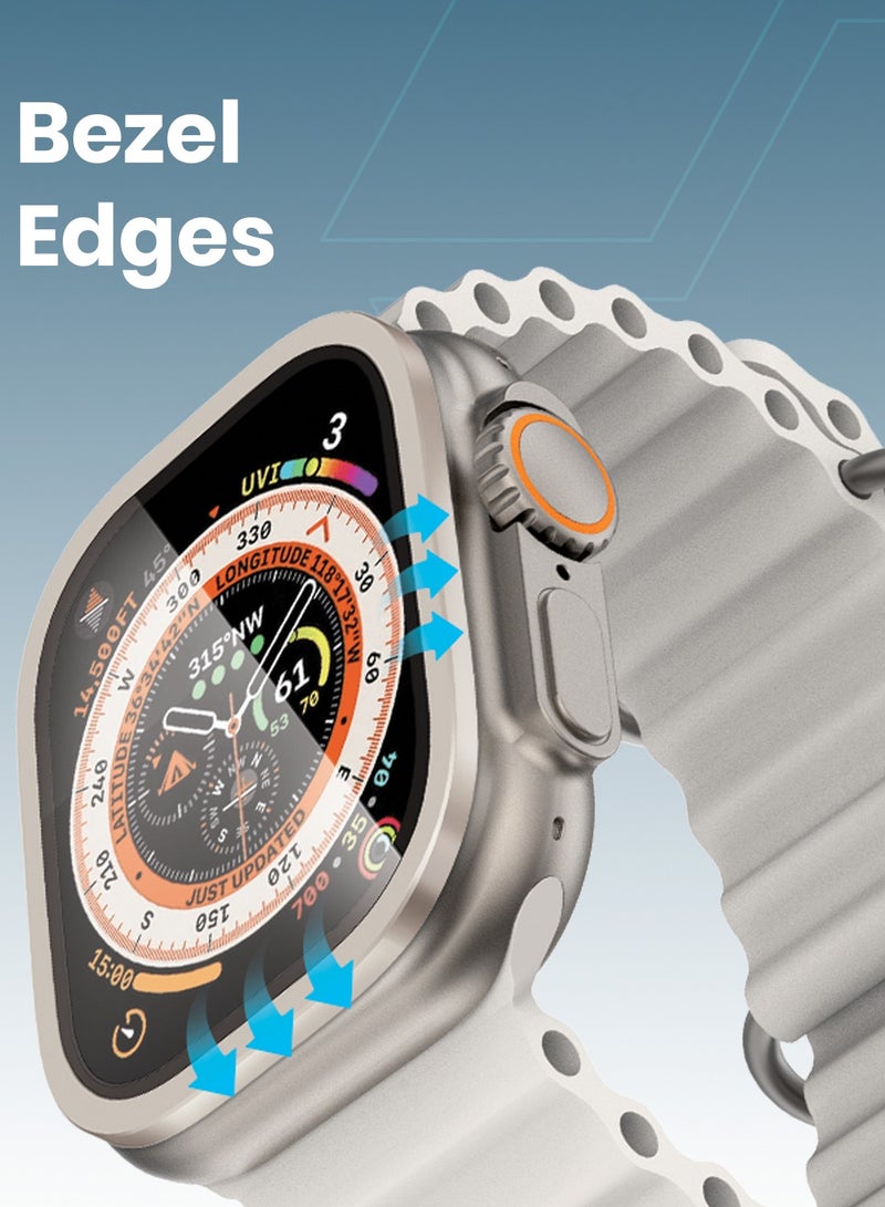 Moxedo Crystal Armor Screen Protector with Aluminium Alloy Bumper Frame, Keep Original Designed for Apple Watch Ultra Series 2024/2023/2022 49mm - Titanium - Image 5