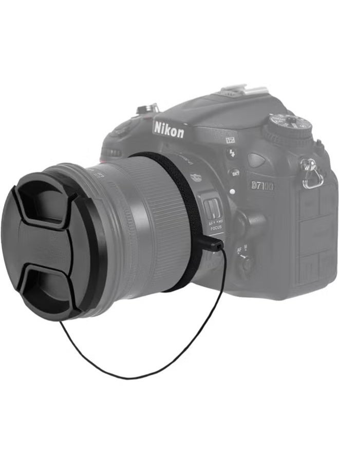 58mm Lens Cap Cover Complete Protection Set - Includes 1 Lens Cap + 2 Anti-Loss Leash + 2 Cleaning Cloth, Compatible with Nikon, Canon, Sony, Fujifilm Camera Lenses - Image 3