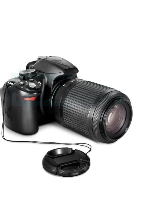 58mm Lens Cap Cover Complete Protection Set - Includes 1 Lens Cap + 2 Anti-Loss Leash + 2 Cleaning Cloth, Compatible with Nikon, Canon, Sony, Fujifilm Camera Lenses - Image 4