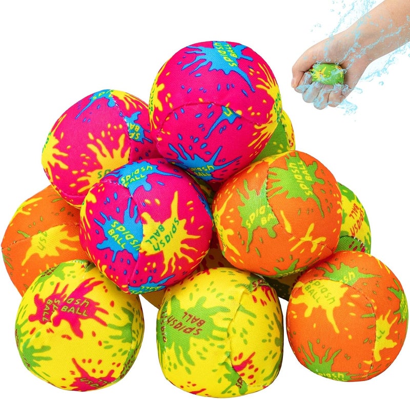 HFATMOS Water Splash Balls Float, Mini Bomb Balls for Pool, Absorbent Ball for Activities, Kids Pool Toys Summer Beach Soaking Games Fun Children Party Activities 12 Pcs - Image 1