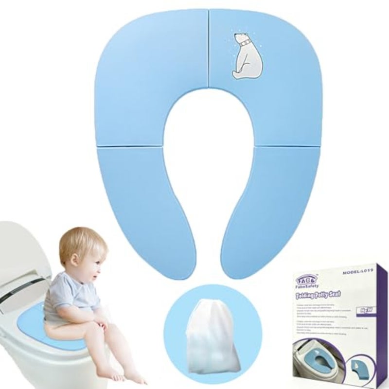 Foldable Potty Training Seat for,Portable Baby Toilet Seat with Non-Slip Base and Ergonomic Handles, Universal Fit for Round/Oval Toilets, Includes Carry Bag for Travel - Image 1
