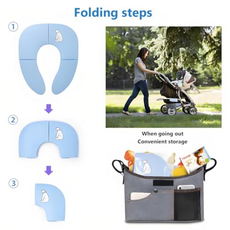 Foldable Potty Training Seat for,Portable Baby Toilet Seat with Non-Slip Base and Ergonomic Handles, Universal Fit for Round/Oval Toilets, Includes Carry Bag for Travel - Image 4