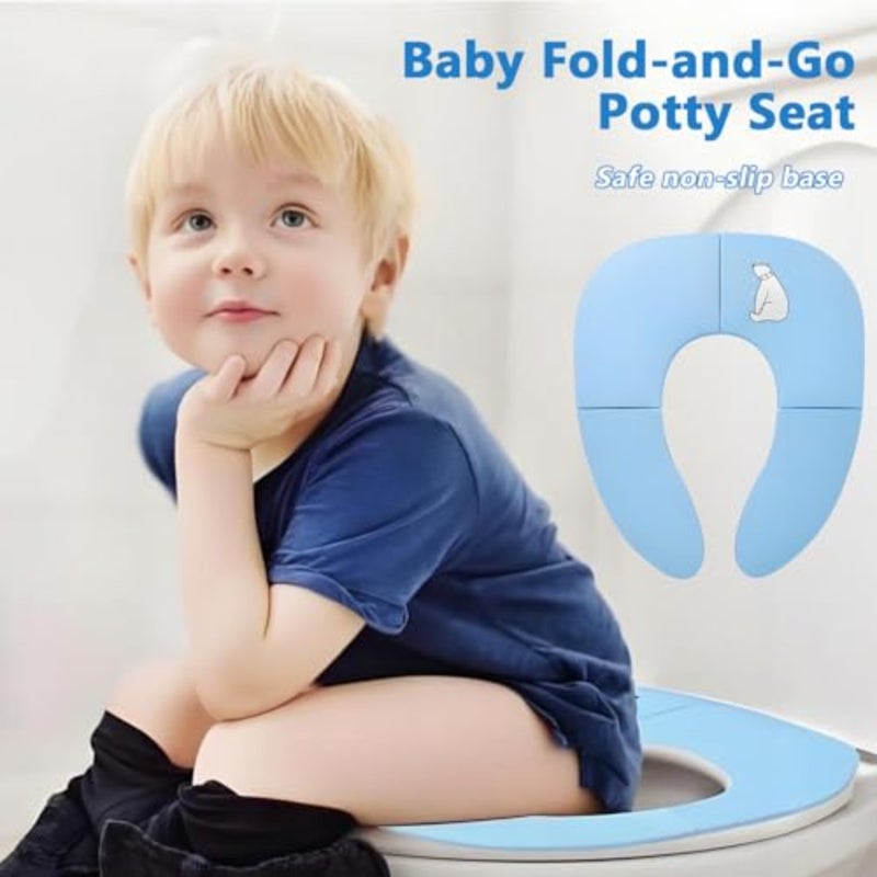 Foldable Potty Training Seat for,Portable Baby Toilet Seat with Non-Slip Base and Ergonomic Handles, Universal Fit for Round/Oval Toilets, Includes Carry Bag for Travel - Image 2