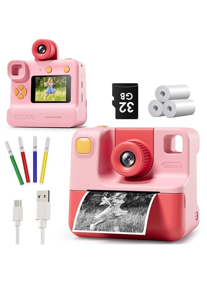 XiuWoo Kids Camera Instant Print, Birthday Gifts for Toddle Girls Boys Age 3-12, 24MP & 1080P Selfie Digital Camera with 3 Roll no-Ink Print Paper 32G SD Card - Image 1