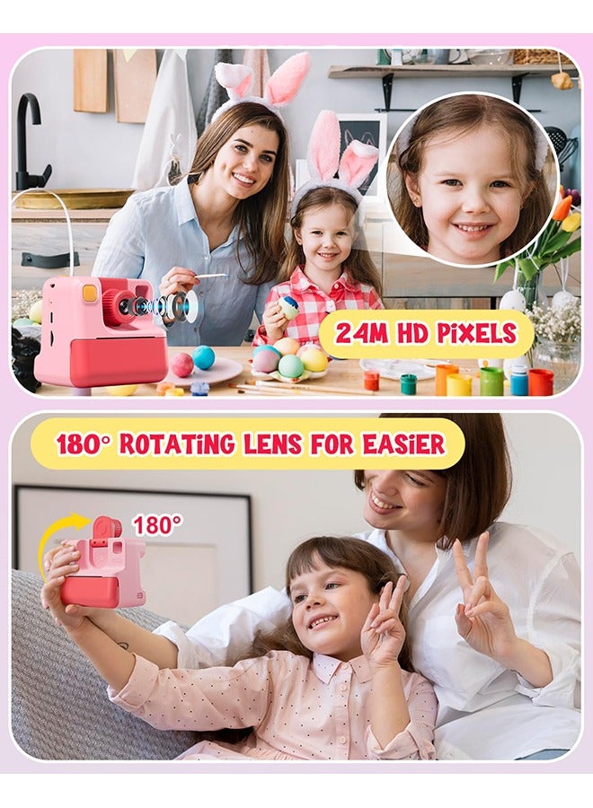 XiuWoo Kids Camera Instant Print, Birthday Gifts for Toddle Girls Boys Age 3-12, 24MP & 1080P Selfie Digital Camera with 3 Roll no-Ink Print Paper 32G SD Card - Image 3