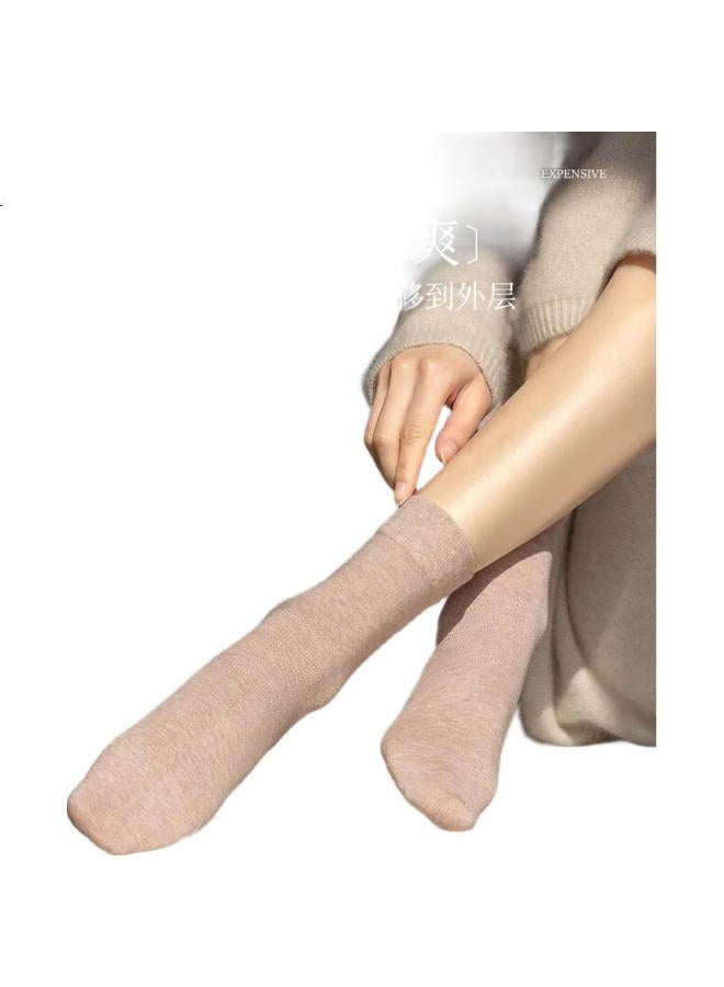Zjzue 100% Cotton Pima Cotton Socks Women Pure Cotton Socks Spring Summer Moisture Wicking Plant Antibacterial Odor-Resistant All Cotton Mid-Tube Socks