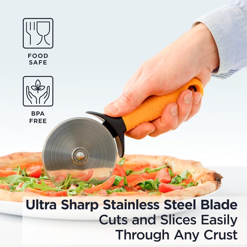 Deiss Pro Heavy Duty Pizza Cutter With Wheel Slicer- Stainless Steel Sharp Smooth Pizza Cutter Wheel With Easy Grip Non-Slip Handle, Dishwasher Safe - Image 4
