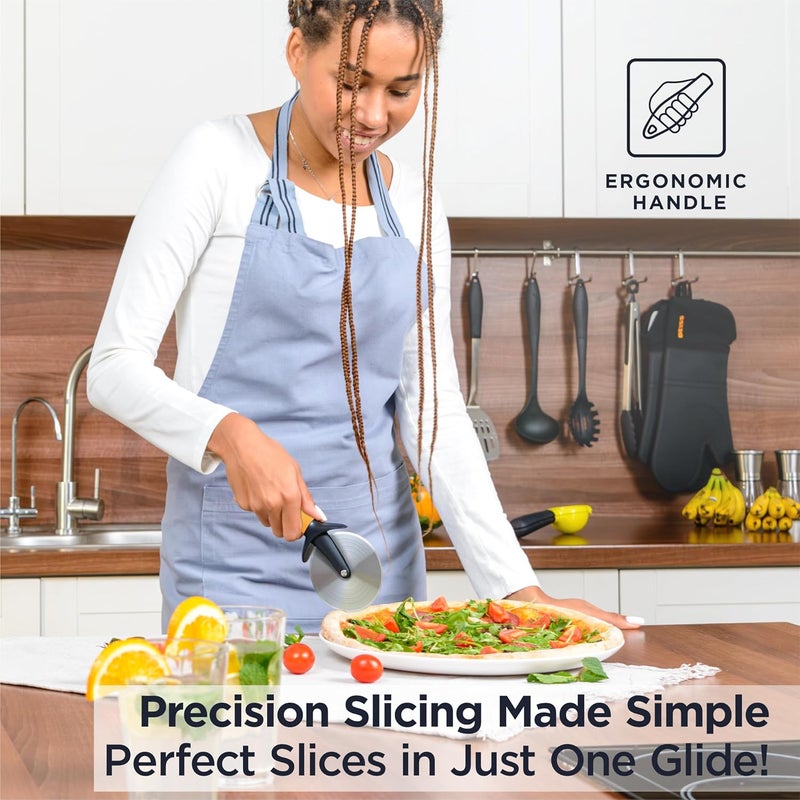 Deiss Pro Heavy Duty Pizza Cutter With Wheel Slicer- Stainless Steel Sharp Smooth Pizza Cutter Wheel With Easy Grip Non-Slip Handle, Dishwasher Safe - Image 2