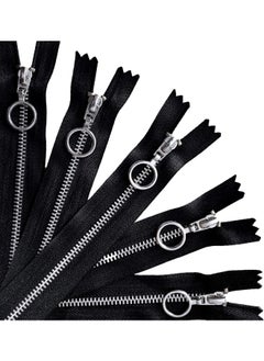 Generic Metal Zippers | #5 Metal Teeth | 5 Pieces/ | Size: 9 Inch | Color: Silver | Style: Ring Pull Design | Zippers for Replacement in Jeans, Bags and Sewing Craft Projects  - Image 1