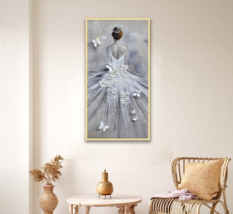 ماركتنا لوحة قماشية بتصميم فتاة مع برواز مجوف بمقاس 100×50 سم , قطعة واحدة - Image 2