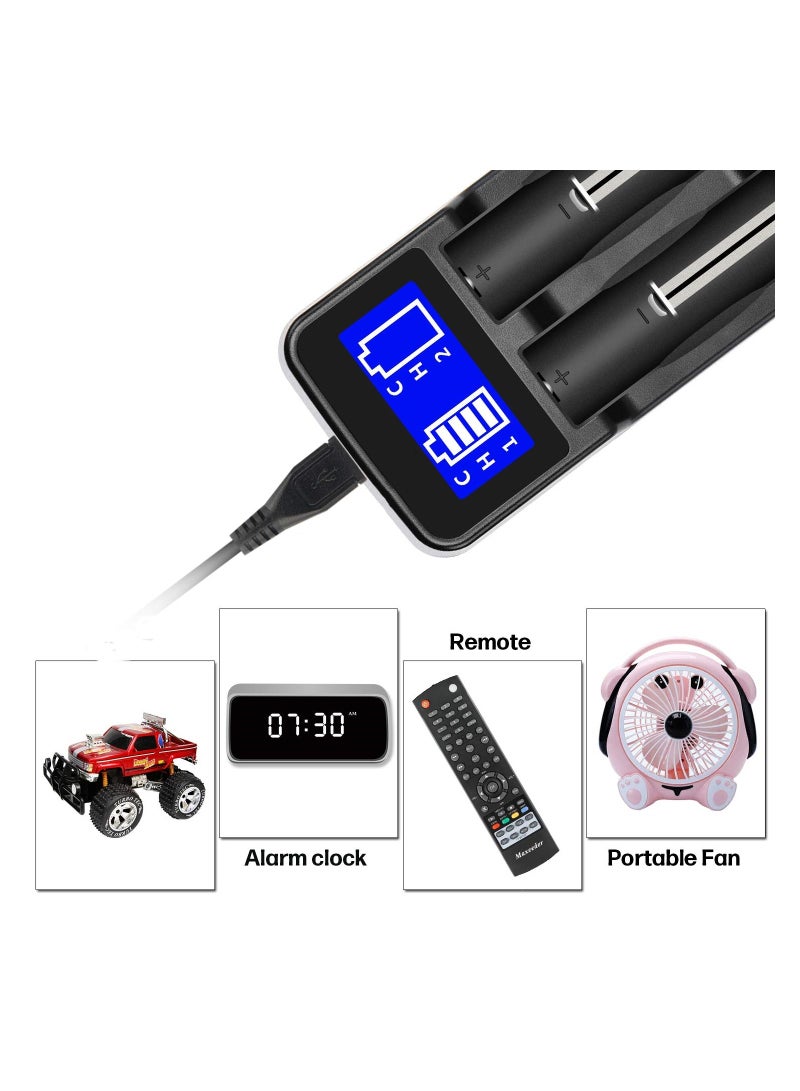 LCD Universal USB Dual Battery Charger, 2 Slots Intelligent Battery Charger for Rechargeable Li-ion Batteries 18650 18490 18350 17670 17500 16340 14500, Ni-MH/Ni-Cd A AA AAA Batteries - Image 5