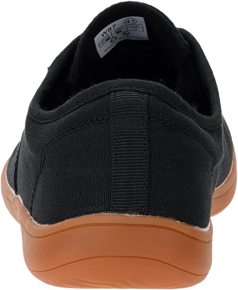 WHITIN Womens Canvas Minimalist Barefoot Sneakers Extra Wide Toe Box Zero Drop Sole Shoes Width Fit Minimus Size 9 9W Flat Gym Walking Black Gum 40 - Image 4