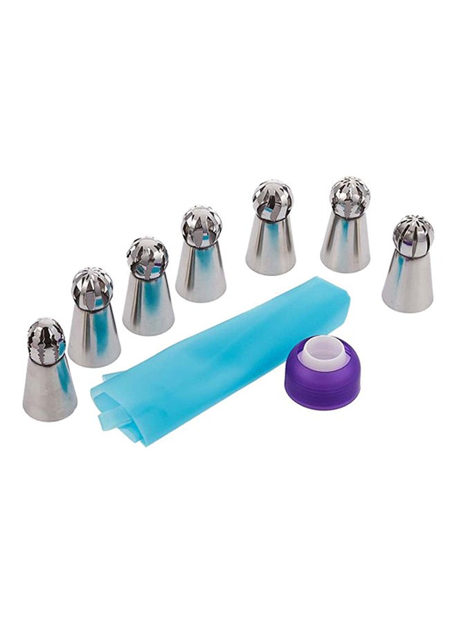 9-Piece Russian Piping Tip Set Silver/Blue/Purple 18x24x2.5centimeter - Image 1