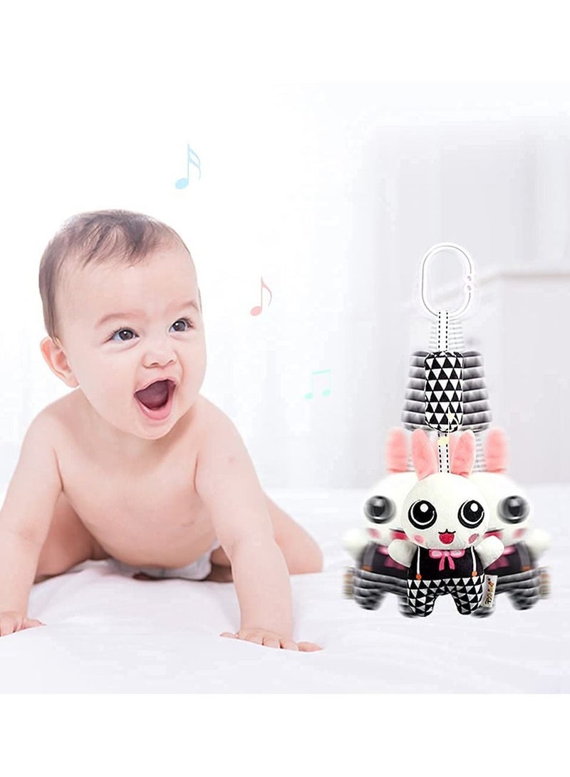 KASTWAVE 3 Pack Hanging Rattle Toys ,High Contrast Baby Toys and Plush Stroller Toys for Babies 0-36 Months,Newborn Car Seat Toys with Black and White Cartoon Shapes,(Panda,Dog & Rabbit) - Image 4