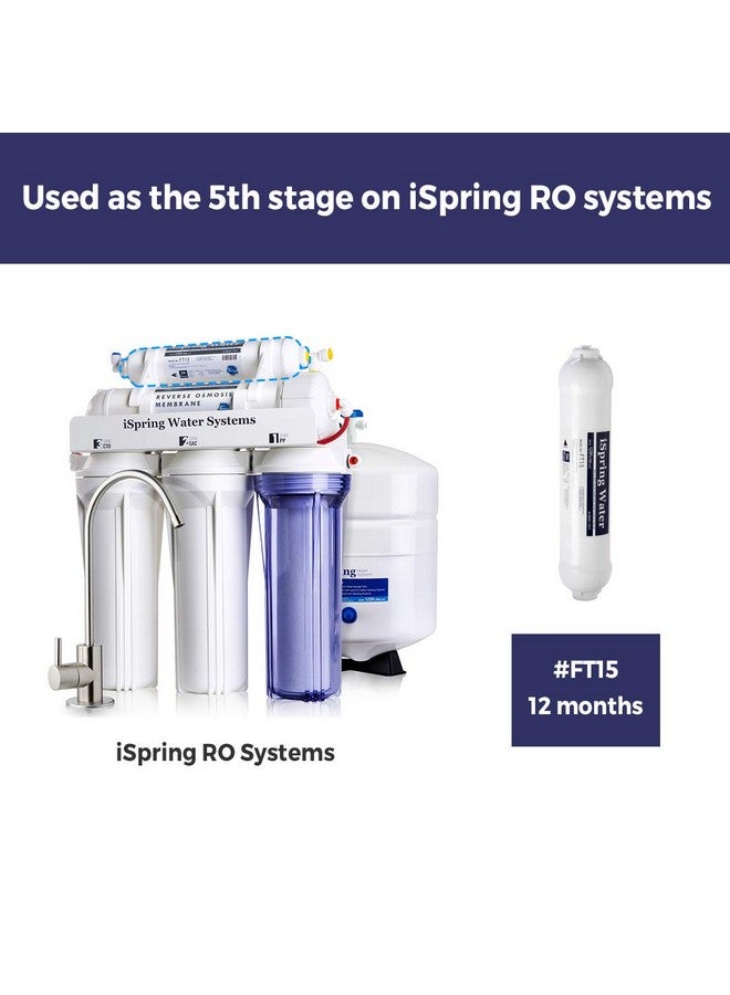 آي سبرينج فلتر مياه iSpring FT15 NSF المعتمد من المرحلة الخامسة، خرطوشة بديلة مع توصيل سريع 1/4 بوصة للثلاجة، وصانعة الثلج، ونظام ترشيح المياه بالتناضح العكسي RO - Image 2