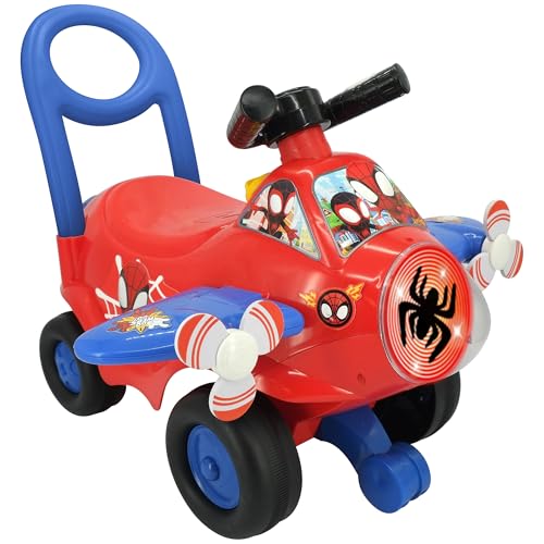 Kiddieland Marvel Spidey Activity Plane RideOn with Lights Sounds FoottoFloor Toddler Vehicle Interactive Steering Push Handle Ages 1236 Months - Image 1