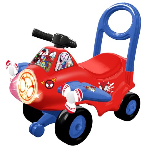 Kiddieland Marvel Spidey Activity Plane RideOn with Lights Sounds FoottoFloor Toddler Vehicle Interactive Steering Push Handle Ages 1236 Months - Image 5