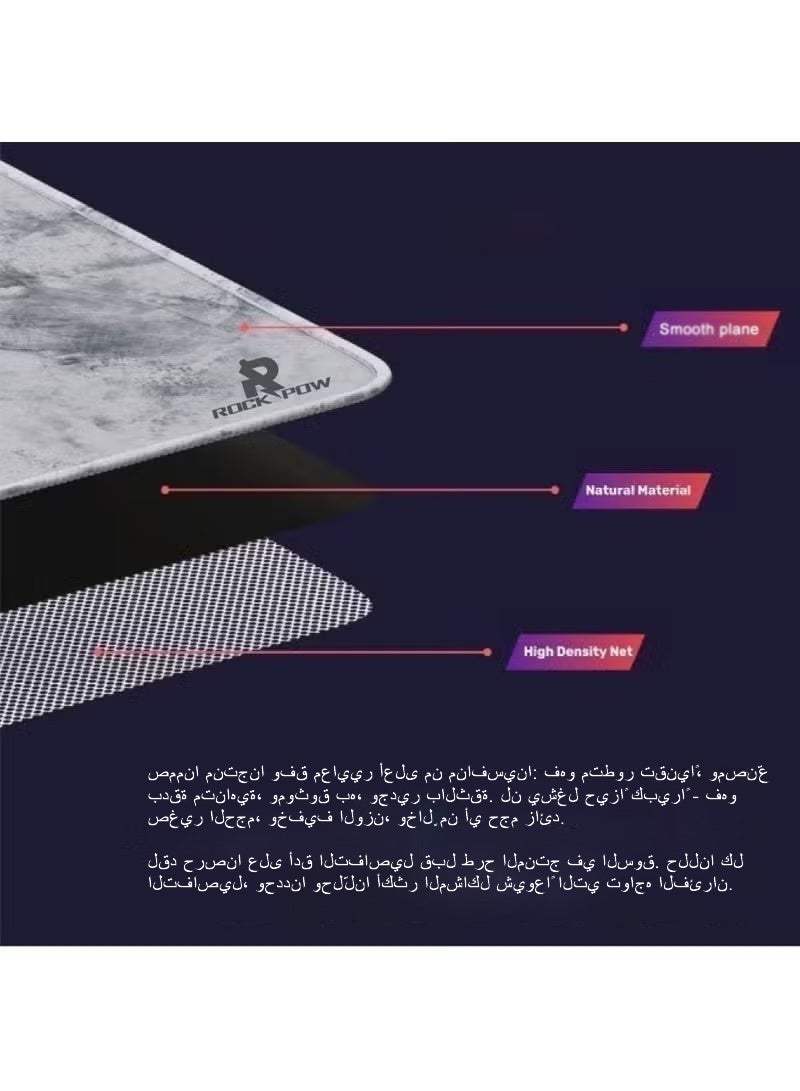 روك بو التوقيع الأبيض الألعاب الماوس سادة - مقاومة للماء، واسعة ممتدة غير الانزلاق وسادة مع سطح دقة ناعمة، تصميم دائم للاعبين المحترفين واستخدام المكتب - Image 5