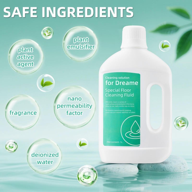 EOVWAEO 1000 ml Floor Cleaning Solution for Dreame L10 Ultra / L20 Ultra / L30 Ultra / L40 Ultra / L50 Ultra / X50 Ultra / X40 Ultra /X40 Master /X30 Ultra Series Vacuum Robot, Vacuum Cleaner Detergent Refill - Image 3