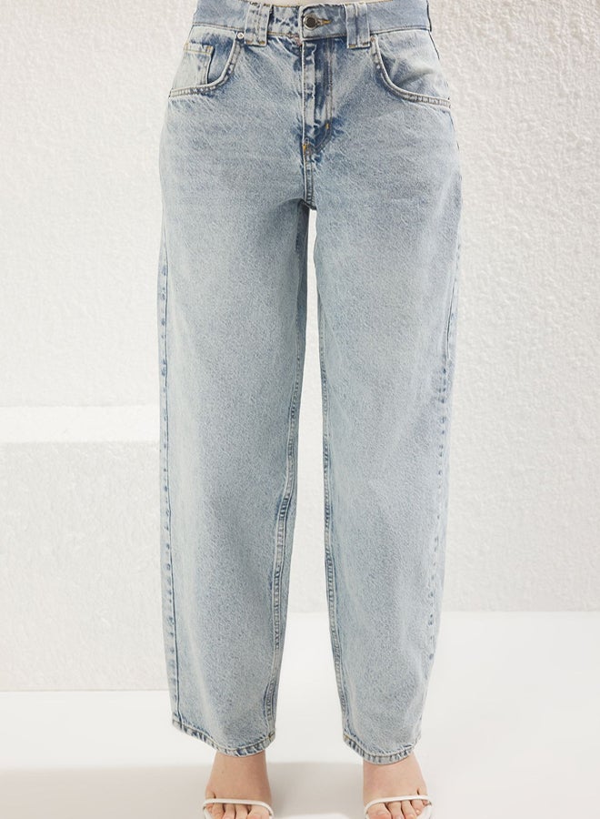 trendyol Light Blue Regular Waist Skater Baggy Jeans - Image 3