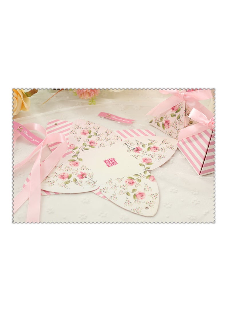 Zikra Triangle Wedding Candy Box Chocolate Packaging Boxes Baby Shower Birthday Paper Gift Box Bag with Card and Ribbon Double-Sided Printing Gift Boxes For Wedding Party Festival 25Pcs Pink - Image 4