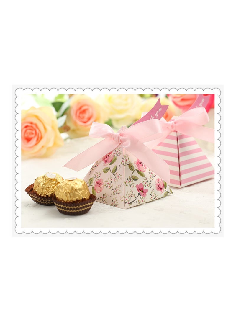 Zikra Triangle Wedding Candy Box Chocolate Packaging Boxes Baby Shower Birthday Paper Gift Box Bag with Card and Ribbon Double-Sided Printing Gift Boxes For Wedding Party Festival 25Pcs Pink - Image 5