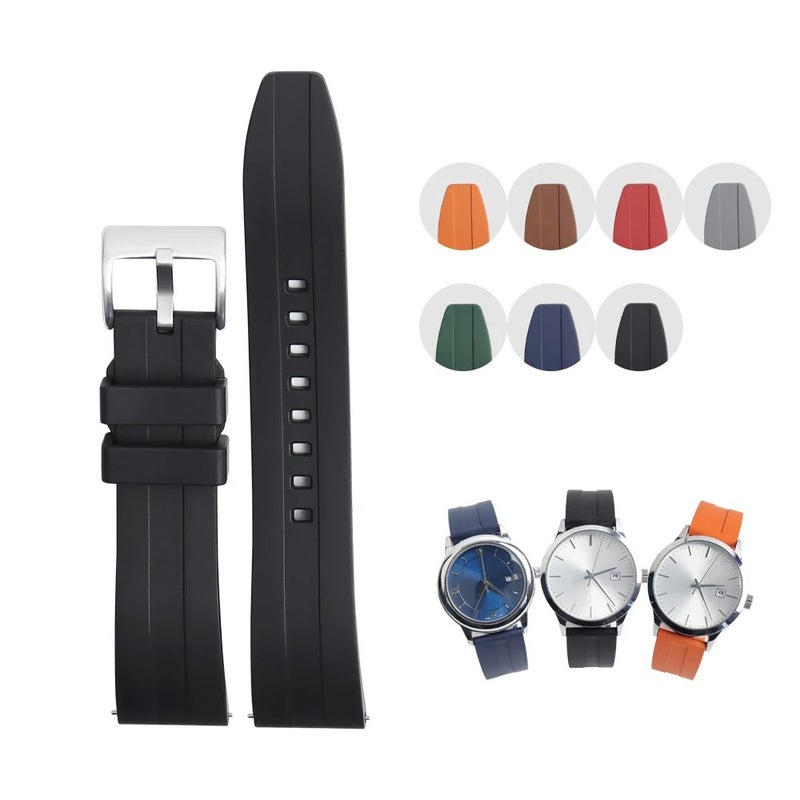 Bluejw Replacement Sports Waterproof Watch Band with Logo – Quick Release Fluorine FKM Rubber Strap for 20mm 22mm Watches, Multi Colors - Image 3