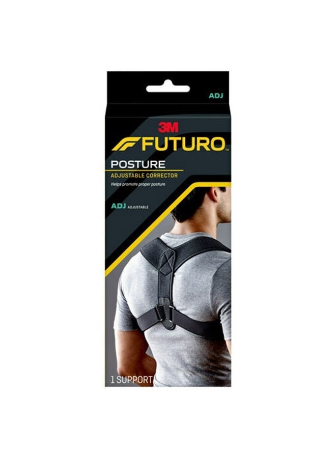 FUTURO مصحح وضعية قابل للتعديل يناسب الرجال/النساء، لون أسود، مقاس واحد، عبوة من 1