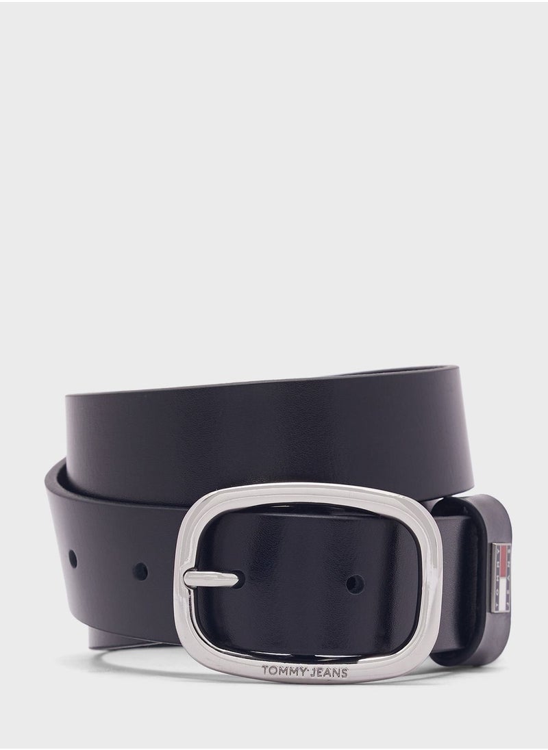 TOMMY JEANS LEATHER BELT WITH OVAL BUCKLE  - Image 1