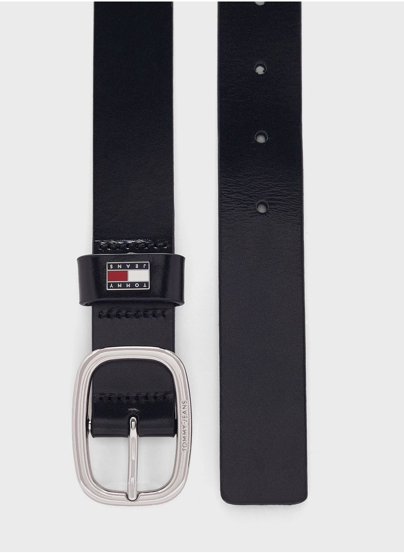 TOMMY JEANS LEATHER BELT WITH OVAL BUCKLE  - Image 2