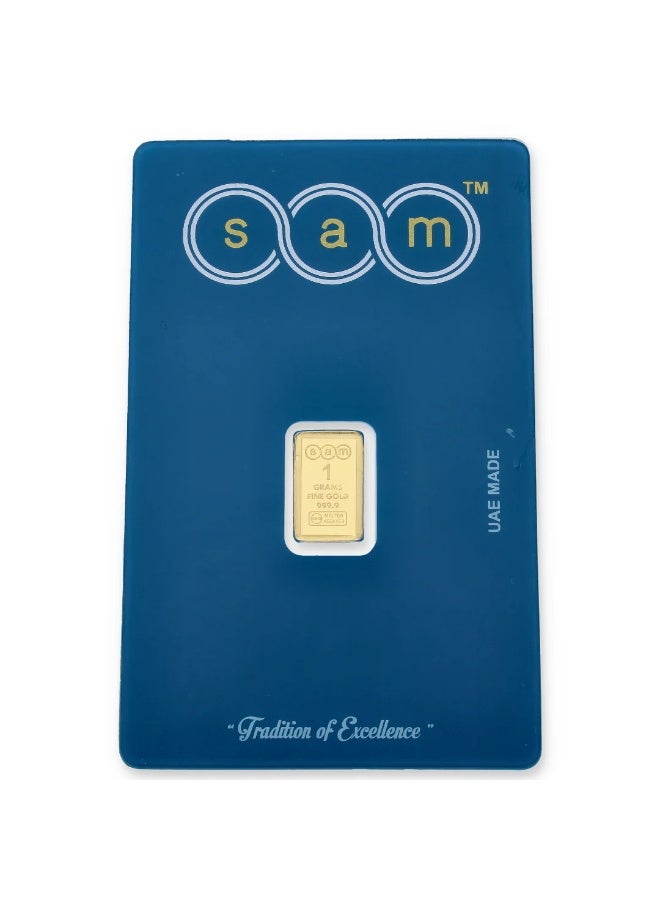 معادن سام الثمينة 1 Gram 999.9 pure gold bar SAM 24K سبيكة ذهب عيار 24 قيراطًا (999.9) وزنها 1 غرام - Image 1