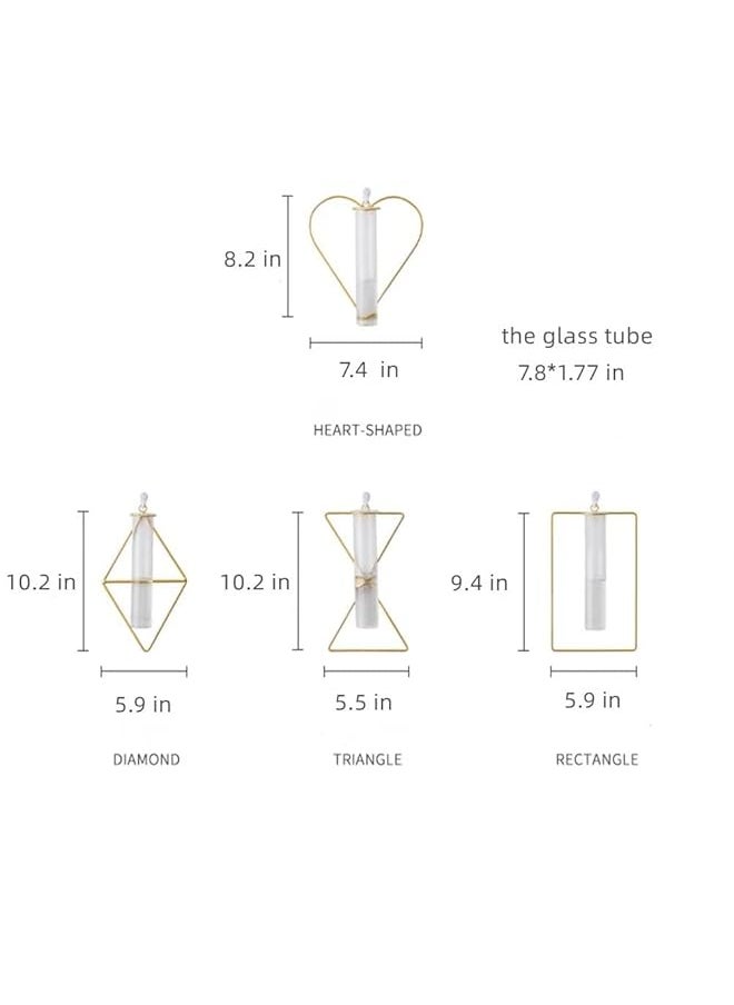 erorex - 2 Pack Nordic Wall Vase Nordic Gold Wall Vase Gold Hanging Geometric Metal Vase Hanging Hydroponic Planter Wall Mounted Glass Tube Bud Vase Decorative For Centerpieces Wedding Home Decor - Image 1