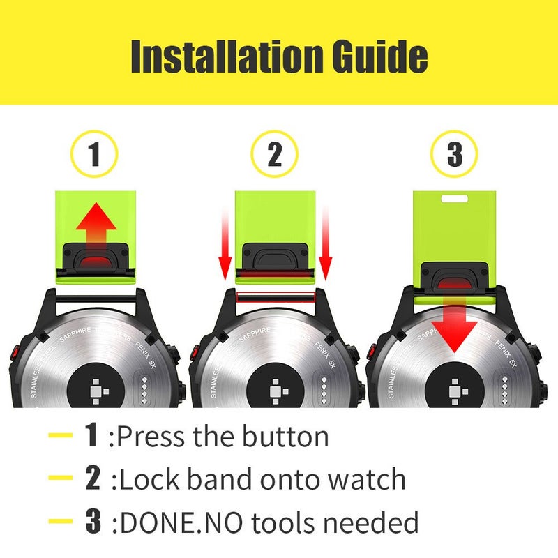 ANCOOL حزام ANCOOL لساعات Fenix 5/Fenix 6/Fenix 7 بحجم 22 مم من السيليكون لساعات Fenix 8 Fenix E 47 مم/Fenix 5 Plus/Fenix 6 Pro/Fenix 7 Pro/Forerunner 935 (أخضر) - Image 4