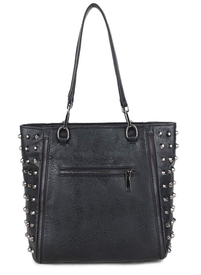 FiveloveTwo Skull Handbag Purse for Women Gothic Top-handle Shoulder Bag PU Leather Tote Satchel Black - Image 3