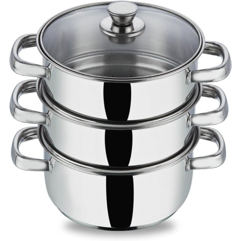 DANUBE HOME Vinod Stainless Steel 3 Tier Steamer for Cooking - Image 3